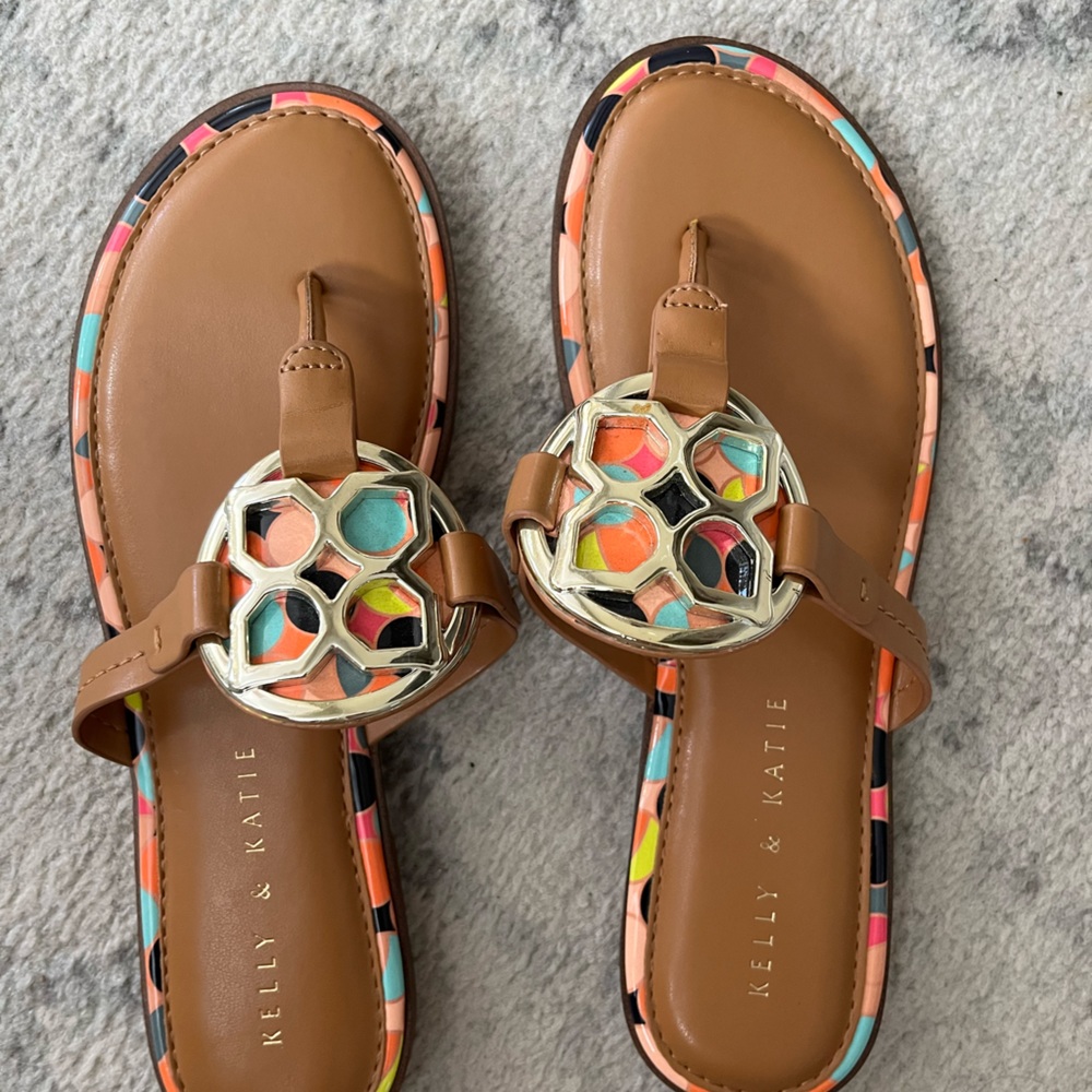 Multi color tan sandals
